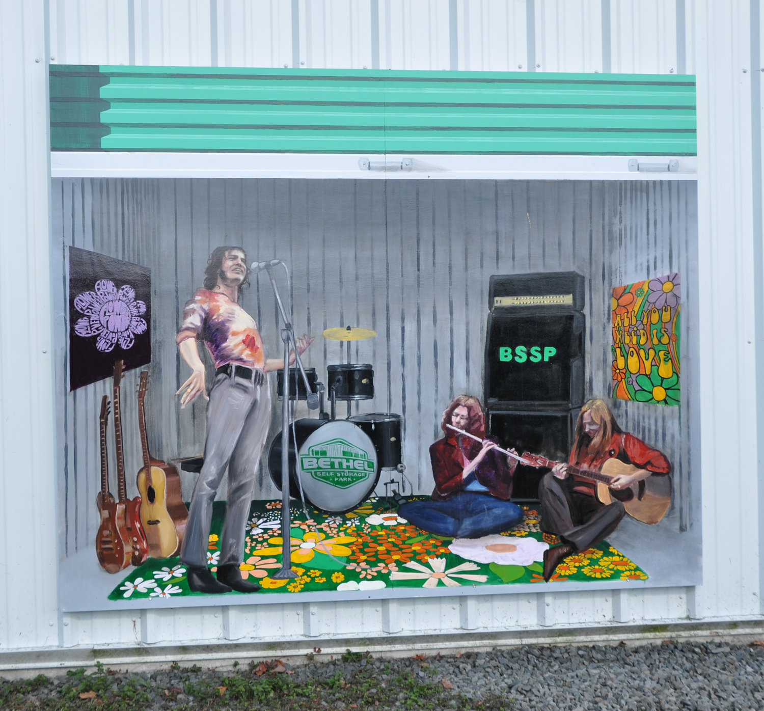 You might have to look twice if you think you see hippies rehearsing for a concert in this open storage facility on Route 17B in Bethel, NY.